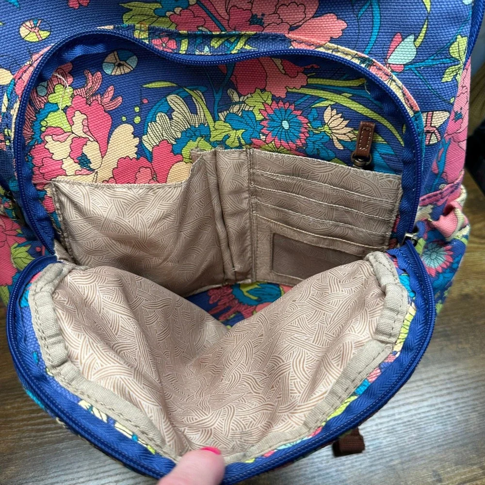 Sakroots Spirit Desert Floral Canvas Backpack Blue Pink Multi Laptop Sleeve